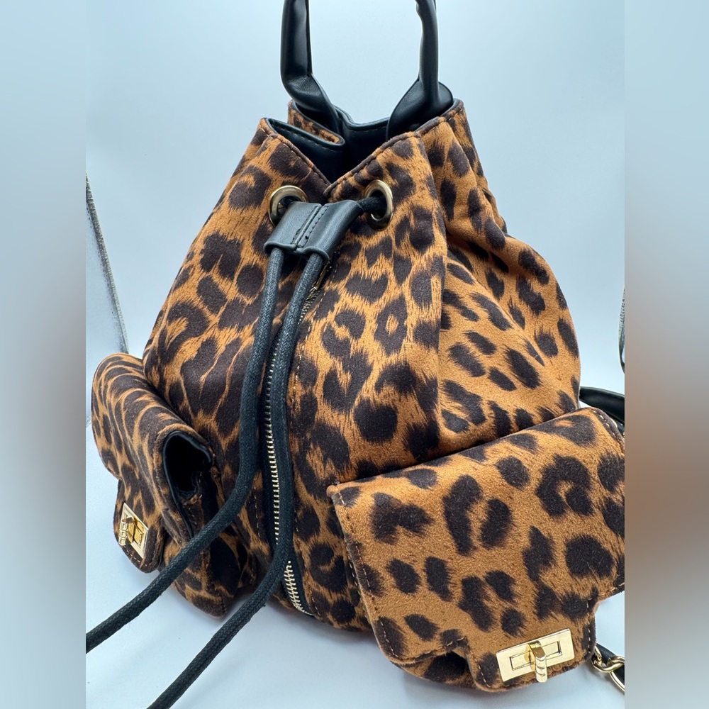 Leopard Print Drawstring Backpack - image 7